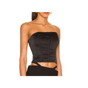 ✨Superdown Sexy Cute Black Satin Cailyn Corset Top Size Small
